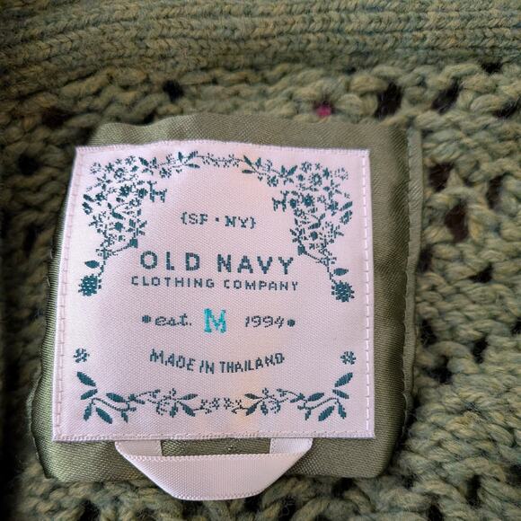 Old Navy Sweater Size M Green Y2K Shawl Collar Chunky Twilightcore Elena Bella - Picture 9 of 12